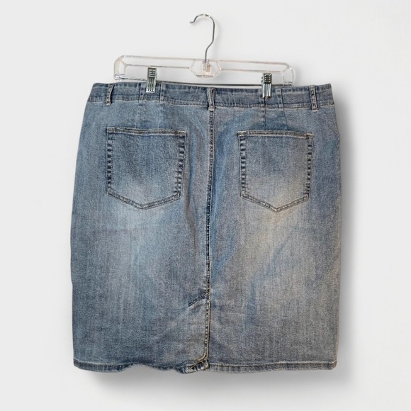 J. Jill Smooth Fit Denim Blue Stretch Jean Skirt Classic Style Size‎ 16 - Picture 2 of 5